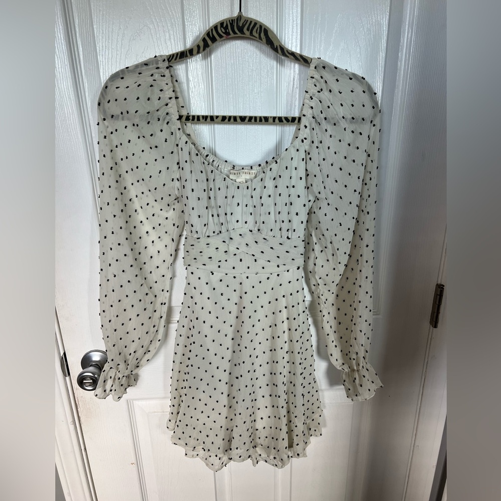 Chic Long Sleeve Polka Dot Dress